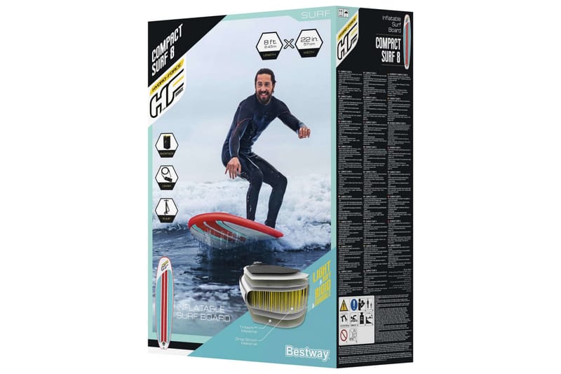 Bestway Hydro-Force Oppblåsbart padlebrett Compact Surf 8 - Flerfarget - Sport & fritid - Hjemmetrening - Treningsutstyr - Treningsgulv & puslematte