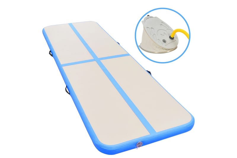 Oppblåsbar gymnastikkmatte med pumpe 800x100x10 cm PVC blå - Blå - Sport & fritid - Hjemmetrening - Treningsutstyr - Treningsgulv & puslematte