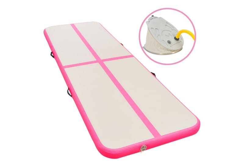 Oppblåsbar gymnastikkmatte med pumpe 700x100x10 cm PVC rosa - Rosa - Sport & fritid - Hjemmetrening - Treningsutstyr - Treningsgulv & puslematte