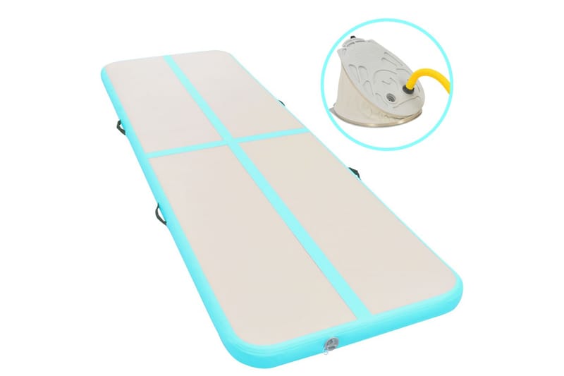Oppblåsbar gymnastikkmatte med pumpe 500x100x10 cm PVC grønn - grønn - Sport & fritid - Hjemmetrening - Treningsutstyr - Treningsgulv & puslematte