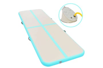 Oppblåsbar gymnastikkmatte med pumpe 600x100x10 cm PVC grønn - grønn - Sport & fritid - Hjemmetrening - Treningsutstyr - Treningsgulv & puslematte