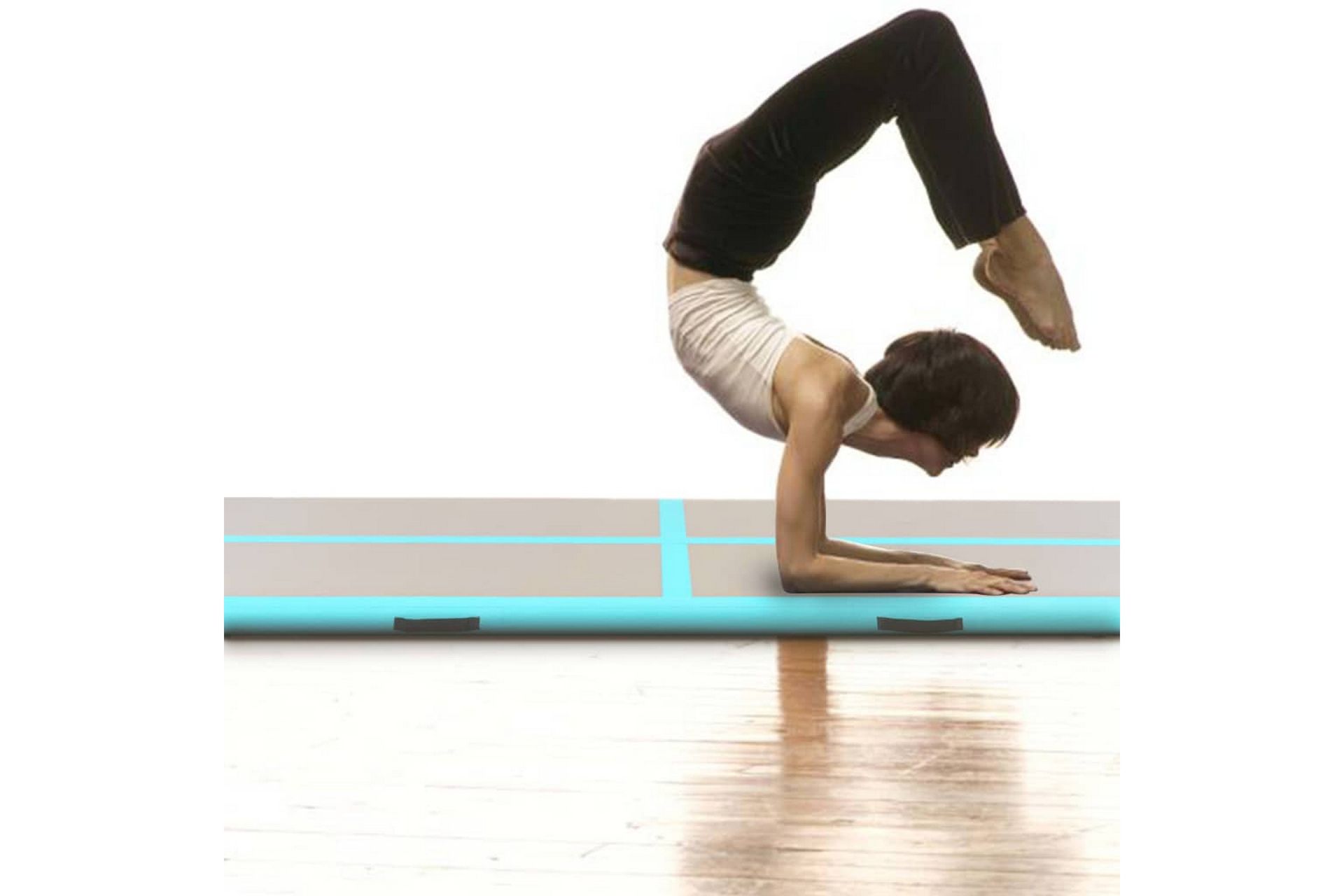 Oppblåsbar gymnastikkmatte med pumpe 300x100x10 cm PVC grønn - grønn - Sport & fritid - Hjemmetrening - Treningsutstyr - Treningsgulv & puslematte