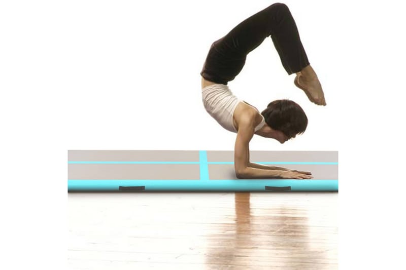 Oppblåsbar gymnastikkmatte med pumpe 300x100x10 cm PVC grønn - grønn - Treningsgulv & puslematte