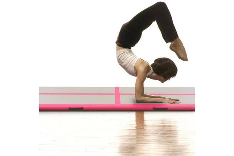 Oppblåsbar gymnastikkmatte med pumpe 500x100x10 cm PVC rosa - Rosa - Sport & fritid - Hjemmetrening - Treningsutstyr - Treningsgulv & puslematte