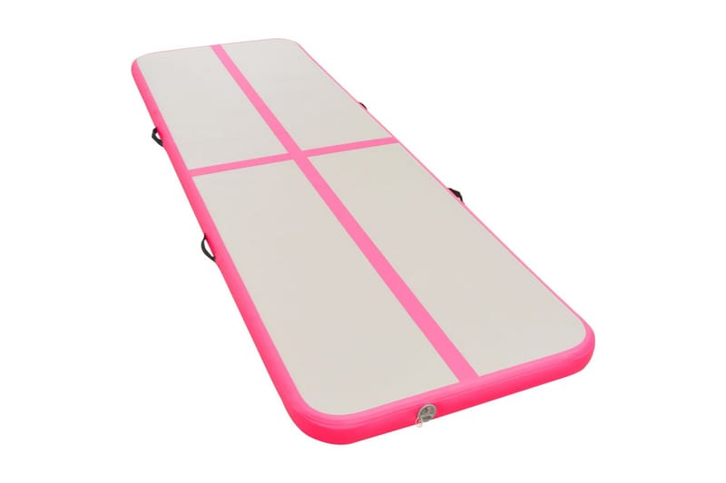 Oppblåsbar gymnastikkmatte med pumpe 600x100x10 cm PVC rosa - Rosa - Treningsgulv & puslematte