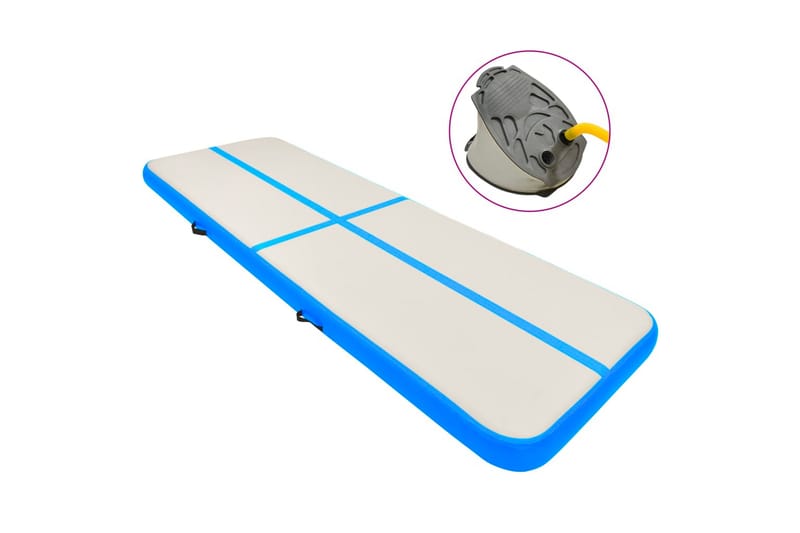 Oppblåsbar gymnastikkmatte med pumpe 400x100x15 cm PVC blå - Sport & fritid - Hjemmetrening - Treningsutstyr - Treningsgulv & puslematte
