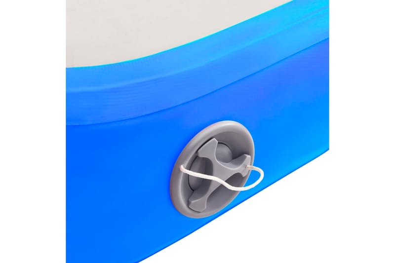 Oppblåsbar gymnastikkmatte med pumpe 600x100x20 cm PVC blå - Treningsgulv & puslematte