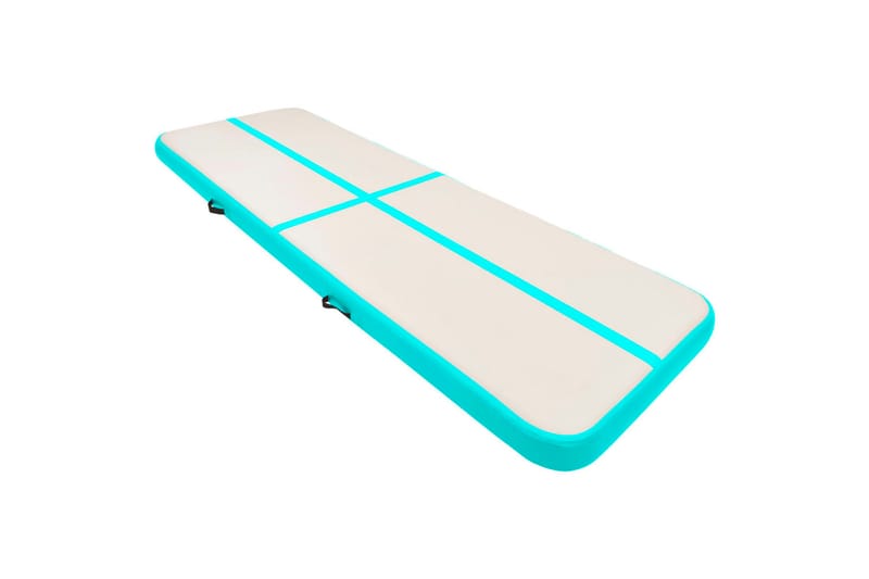 Oppblåsbar gymnastikkmatte med pumpe 500x100x15 cm PVC grønn - Sport & fritid - Hjemmetrening - Treningsutstyr - Treningsgulv & puslematte