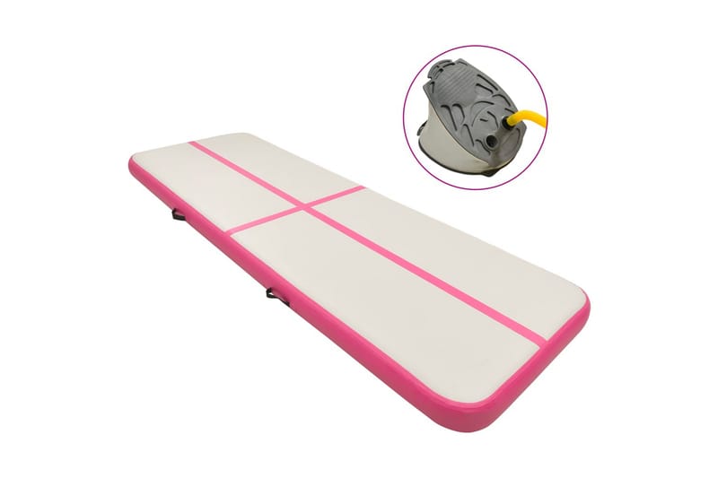 Oppblåsbar gymnastikkmatte med pumpe 300x100x20 cm PVC rosa - Sport & fritid - Hjemmetrening - Treningsutstyr - Treningsgulv & puslematte