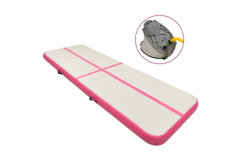 Oppblåsbar gymnastikkmatte med pumpe 300x100x20 cm PVC rosa - Treningsgulv & puslematte