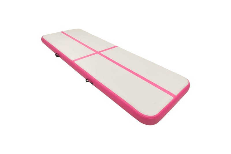 Oppblåsbar gymnastikkmatte med pumpe 300x100x20 cm PVC rosa - Treningsgulv & puslematte