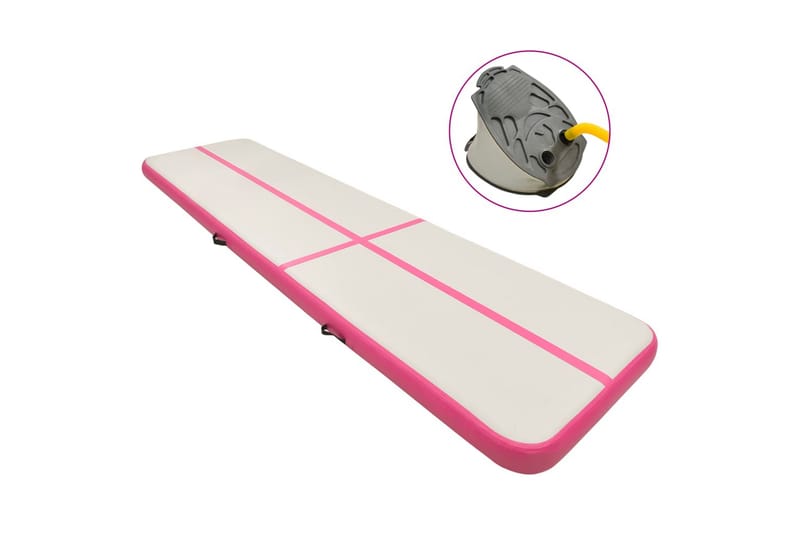 Oppblåsbar gymnastikkmatte med pumpe 600x100x15 cm PVC rosa - Sport & fritid - Hjemmetrening - Treningsutstyr - Treningsgulv & puslematte