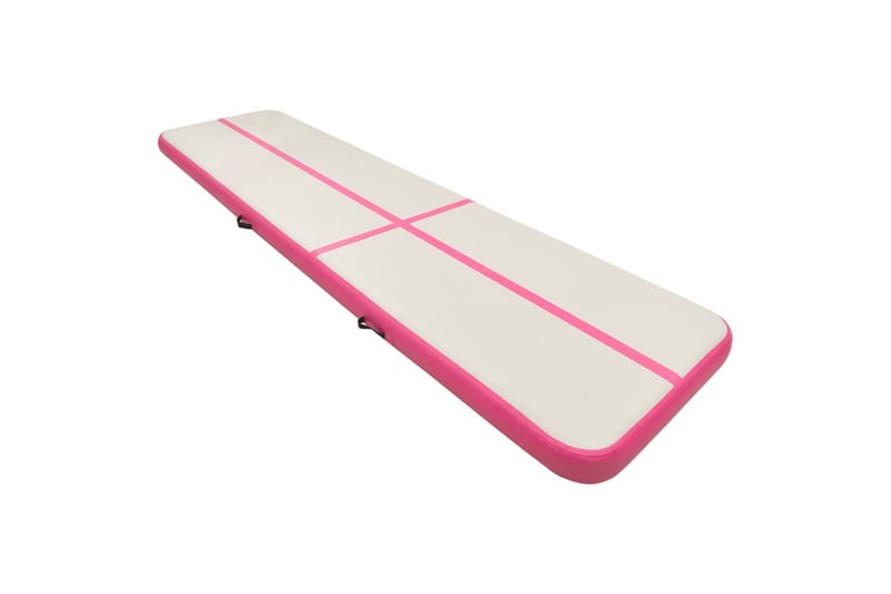 Oppblåsbar gymnastikkmatte med pumpe 600x100x15 cm PVC rosa - Treningsgulv & puslematte