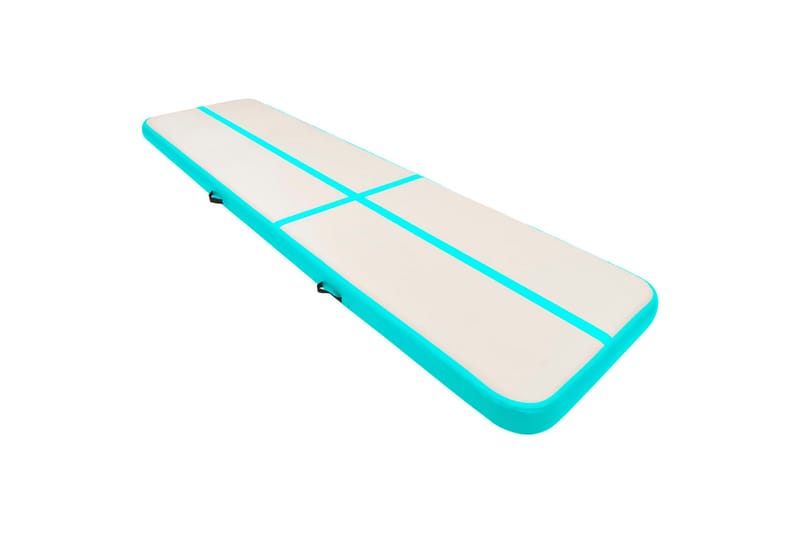 Oppblåsbar gymnastikkmatte med pumpe 800x100x20 cm PVC grønn - Sport & fritid - Hjemmetrening - Treningsutstyr - Treningsgulv & puslematte