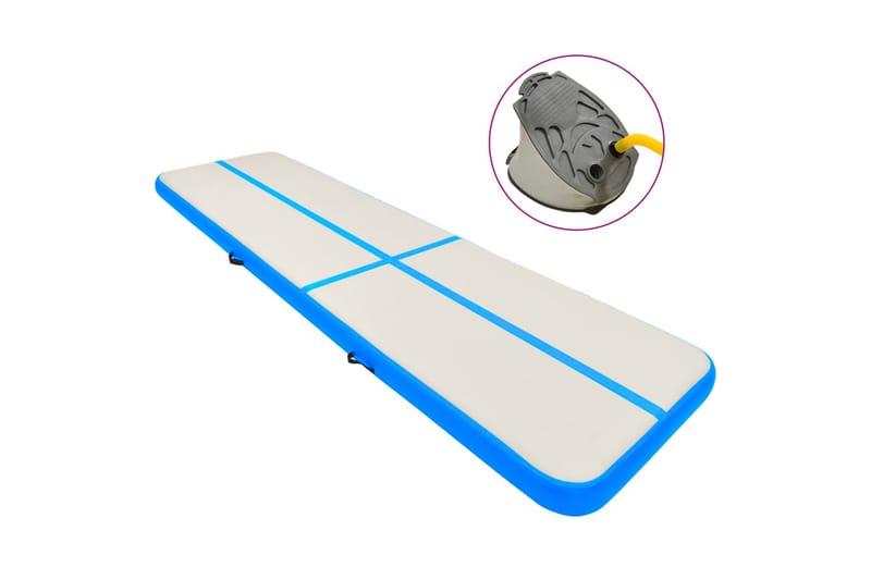 Oppblåsbar gymnastikkmatte med pumpe 800x100x20 cm PVC blå - Sport & fritid - Hjemmetrening - Treningsutstyr - Treningsgulv & puslematte