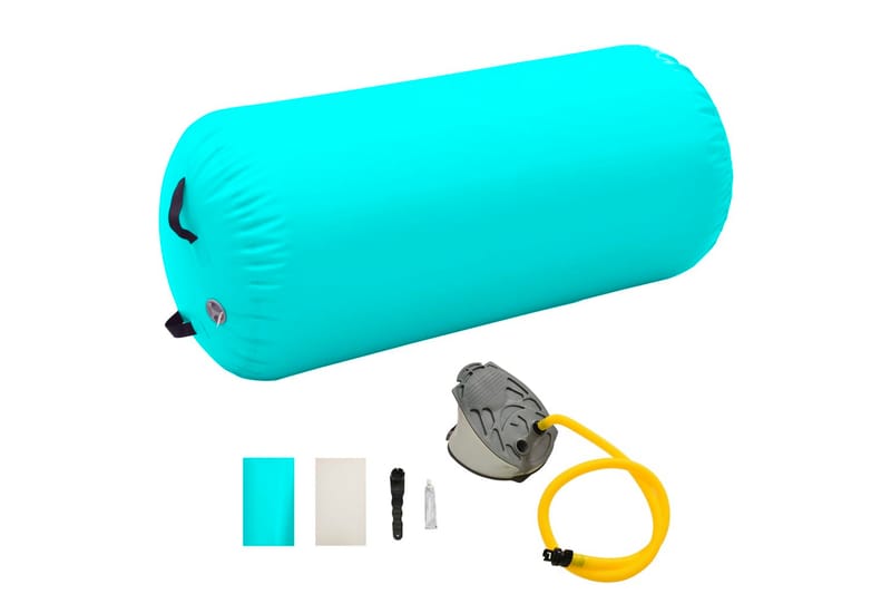 Oppblåsbar gymnastikkrull med pumpe 120x75 cm PVC grønn - Sport & fritid - Hjemmetrening - Treningsutstyr - Treningsgulv & puslematte