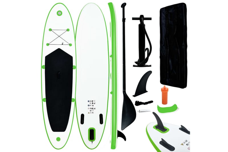 Oppblåsbart padlebrettsett grønn og hvit - grønn - Treningsgulv & puslematte