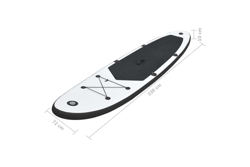 Oppblåsbart padlebrettsett svart og hvit - Svart - Treningsgulv & puslematte