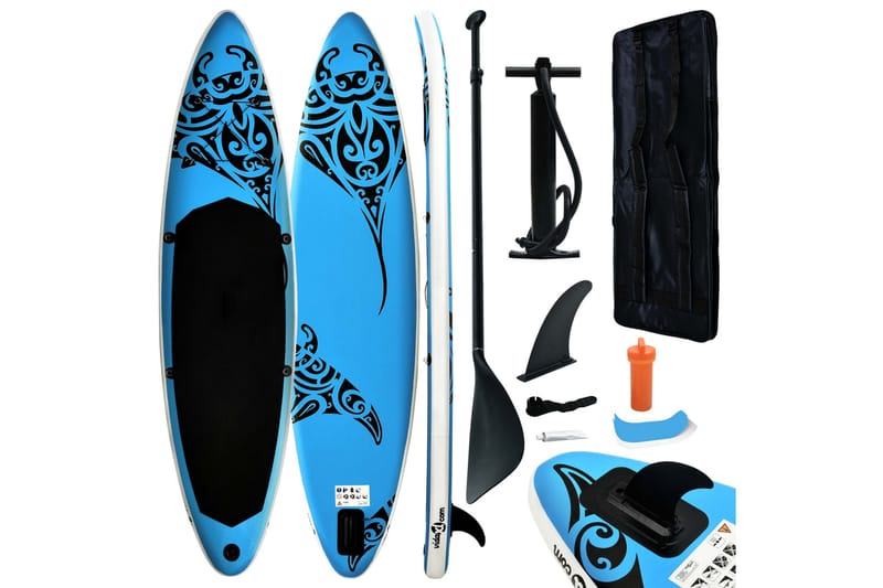 Oppblåsbart padlebrettsett 366x76x15 cm blå - Blå - Treningsgulv & puslematte