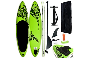 Oppblåsbart padlebrettsett 305x76x15 cm grønn - grønn - Sport & fritid - Hjemmetrening - Treningsutstyr - Treningsgulv & puslematte