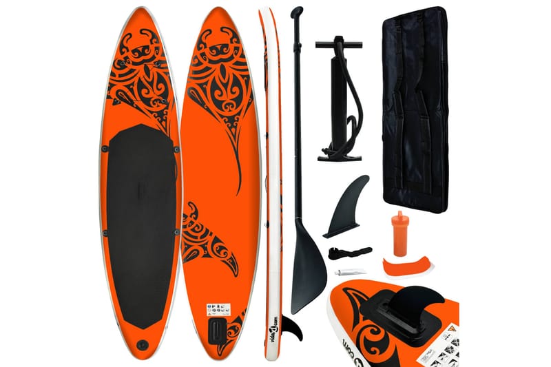 Oppblåsbart padlebrettsett 305x76x15 cm oransje - Oransj - Sport & fritid - Hjemmetrening - Treningsutstyr - Treningsgulv & puslematte