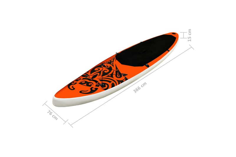 Oppblåsbart padlebrettsett 366x76x15 cm oransje - Oransj - Treningsgulv & puslematte