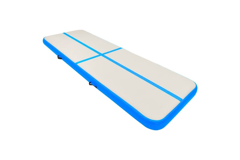 Oppblåsbar gymnastikkmatte med pumpe 400x100x20 cm PVC blå - Blå - Yogamatte