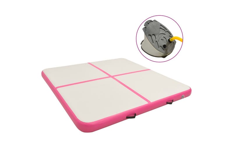 Oppblåsbar gymnastikkmatte med pumpe 200x200x10 cm PVC rosa - Rosa - Yogamatte