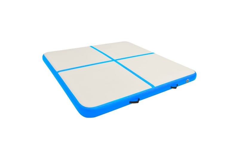 Oppblåsbar gymnastikkmatte med pumpe 200x200x10 cm PVC blå - Blå - Yogamatte
