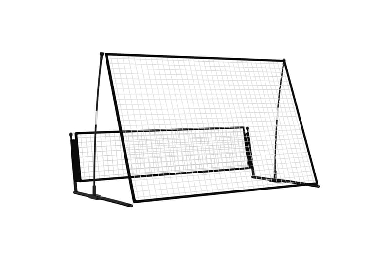 2-i-1 Fotballmål og stoppnett 202x104x120 cm stål - Svart - Sport & fritid - Lek & sport - Utendørs spill