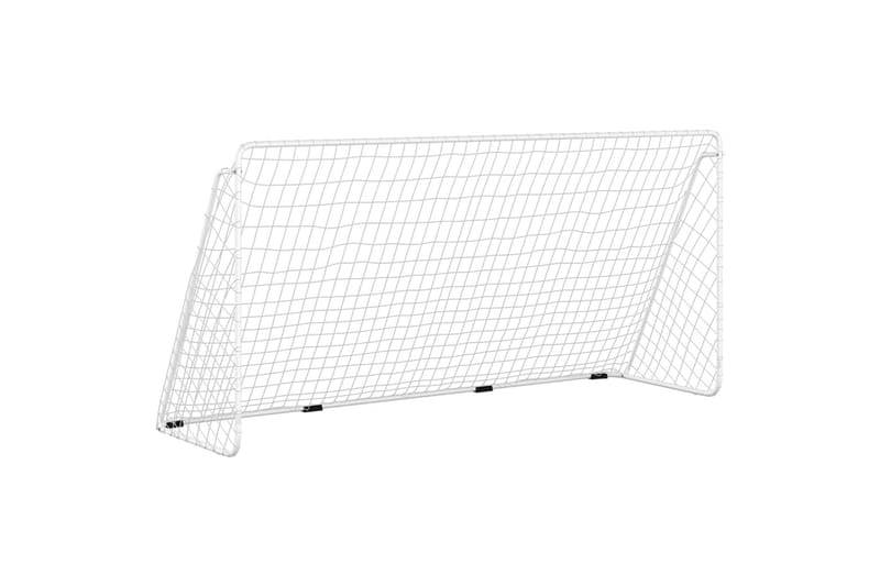 Fotballmål med nett hvit 366x122x182 cm stål - Hvit - Utendørs spill
