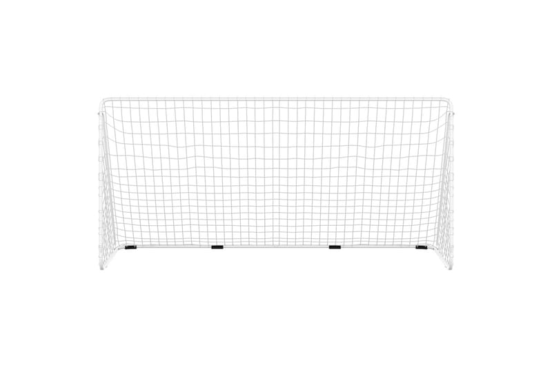 Fotballmål med nett hvit 366x122x182 cm stål - Hvit - Sport & fritid - Lek & sport - Utendørs spill