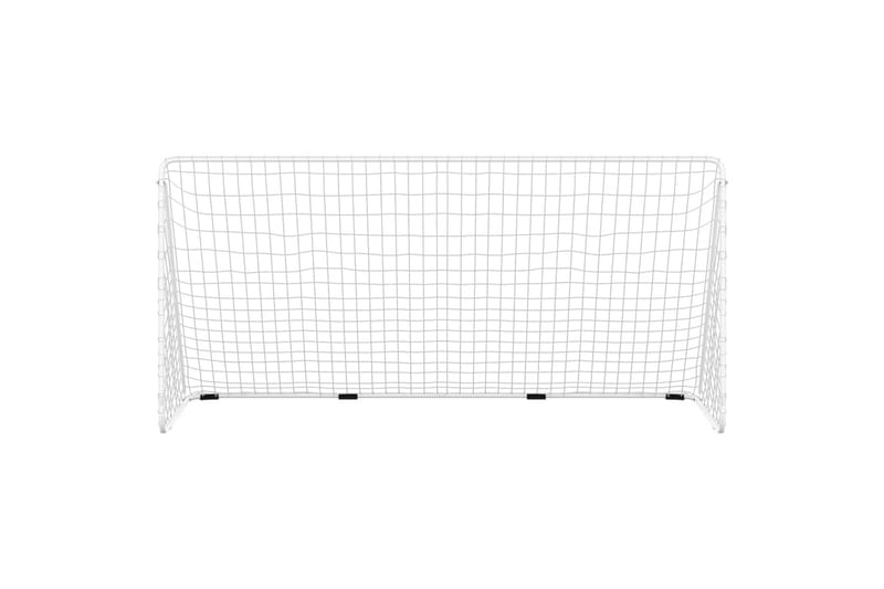 Fotballmål med nett hvit 366x122x182 cm stål - Hvit - Utendørs spill