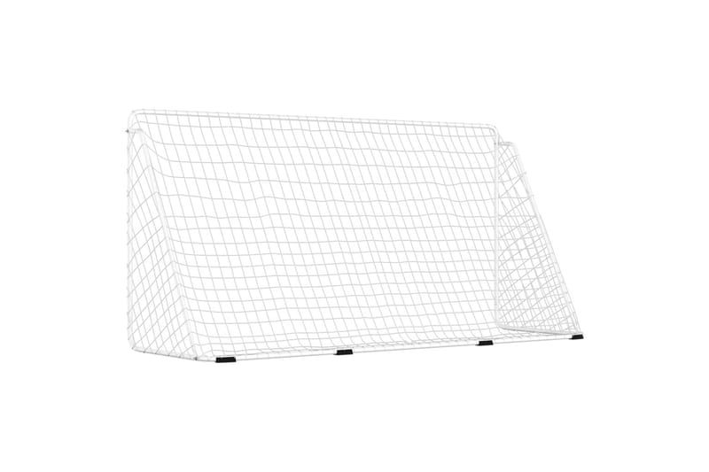 Fotballmål med nett hvit 366x122x182 cm stål - Hvit - Utendørs spill