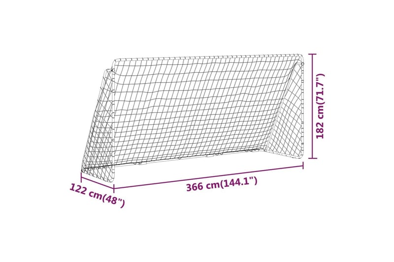 Fotballmål med nett hvit 366x122x182 cm stål - Hvit - Utendørs spill