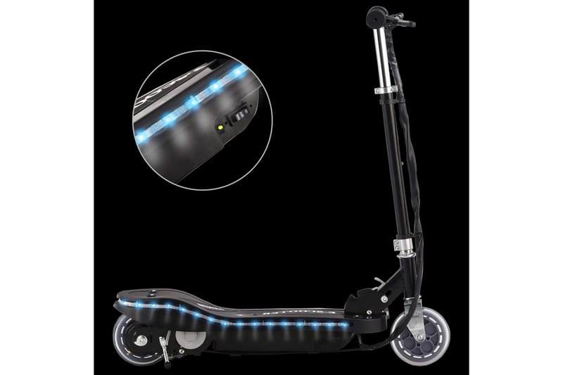 Elektrisk sparkesykkel med LED 120 W svart - Svart - Lekeplass & lekeplassutstyr - Sparkesykkel - Lekekjøretøy & hobbykjøretøy