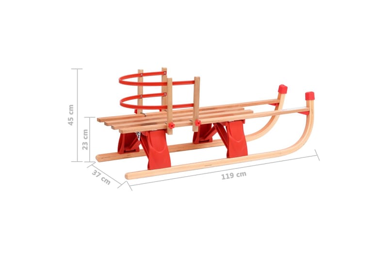Kjelke med ryggstøtte sammenleggbar 110 cm tre - Rød - Sport & fritid - Lek & sport - Lekeplass & lekeplassutstyr