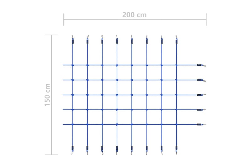 Klatrenett 200x150 cm blå - Blå - Lekeplass & lekeplassutstyr - Klatrestativ & klatrenett