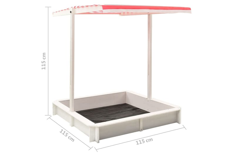 Sandkasse med justerbart tak gran hvit og rød UV50 - Hvit - Lekeplass & lekeplassutstyr - Sandkasse