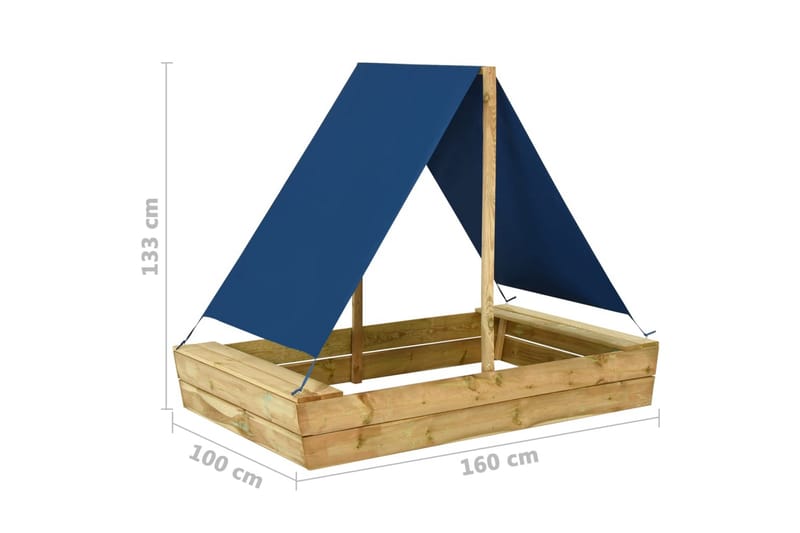 Sandkasse med tak 160x100x133 cm heltre furu - Grønn - Lekeplass & lekeplassutstyr - Sandkasse