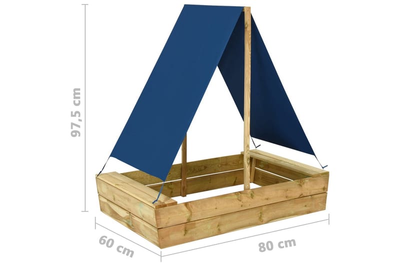 Sandkasse med tak 80x60x97,5 cm heltre furu - Grønn - Lekeplass & lekeplassutstyr - Sandkasse