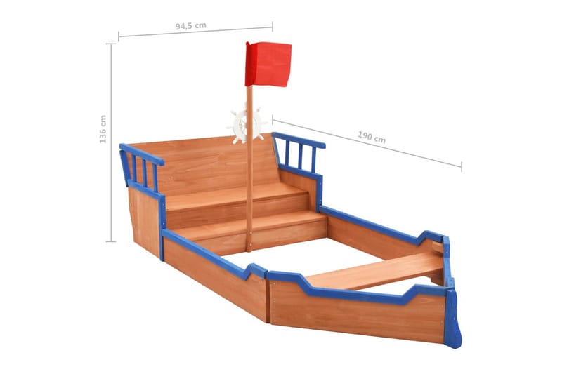 Sandkasse piratskip gran 190x94,5x136 cm - Sport & fritid - Lek & sport - Lekeplass & lekeplassutstyr