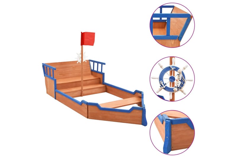 Sandkasse piratskip gran 190x94,5x136 cm - Sport & fritid - Lek & sport - Lekeplass & lekeplassutstyr
