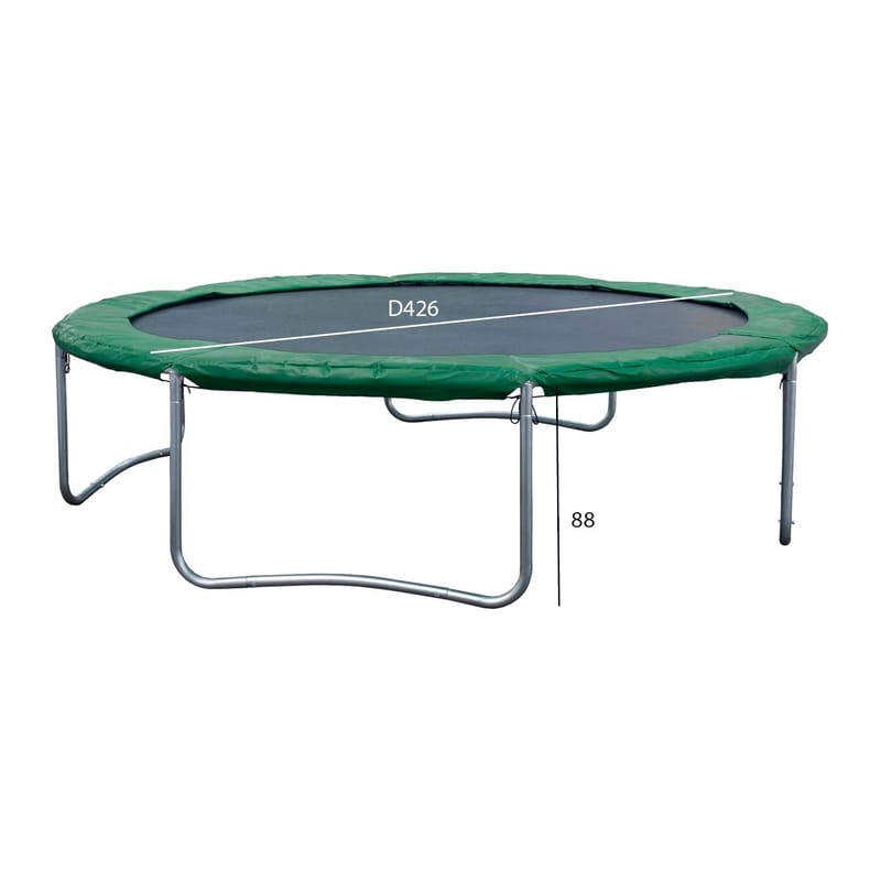 Trampoline HOME4YOU med grønt underlag 426 cm - grønn polstring, svart matte - Sport & fritid - Lek & sport - Lekeredskap & utelek