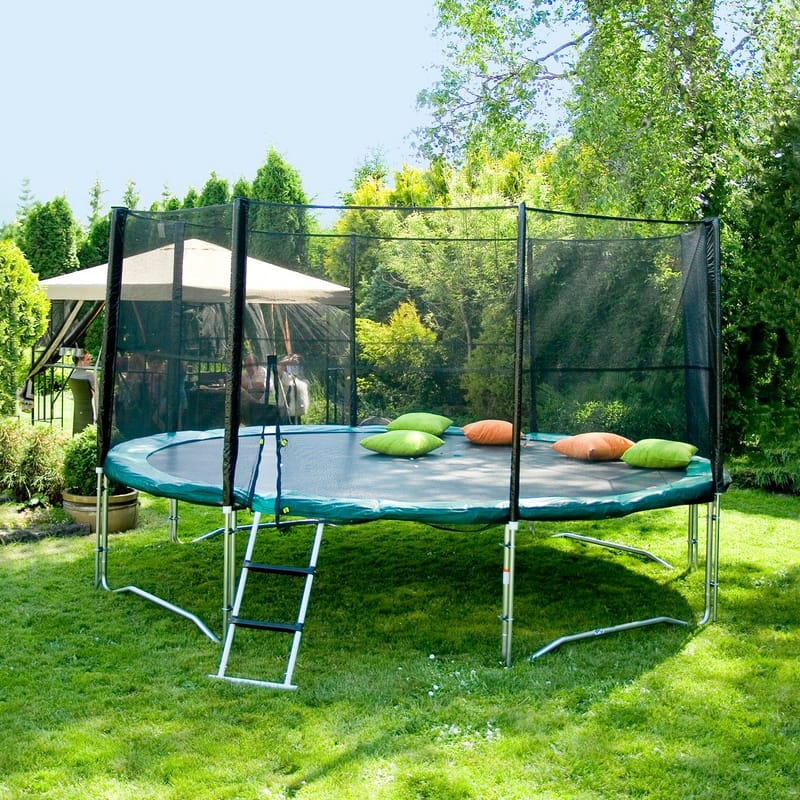 Trampoline HOME4YOU med grønt underlag 426 cm - grønn polstring, svart matte - Sport & fritid - Lek & sport - Lekeredskap & utelek