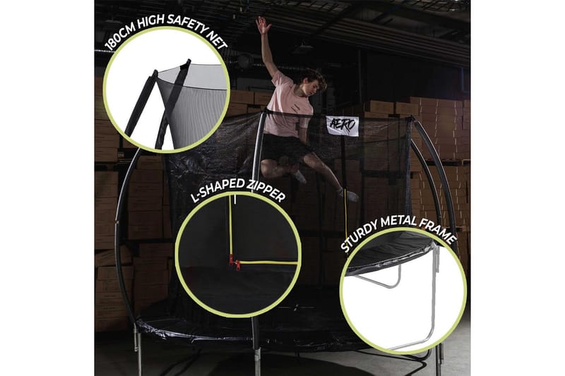 React Aero Trampoline med Beskyttelsesnett 3,96 m - Svart - Sport & fritid - Lek & sport - Lekeredskap & utelek