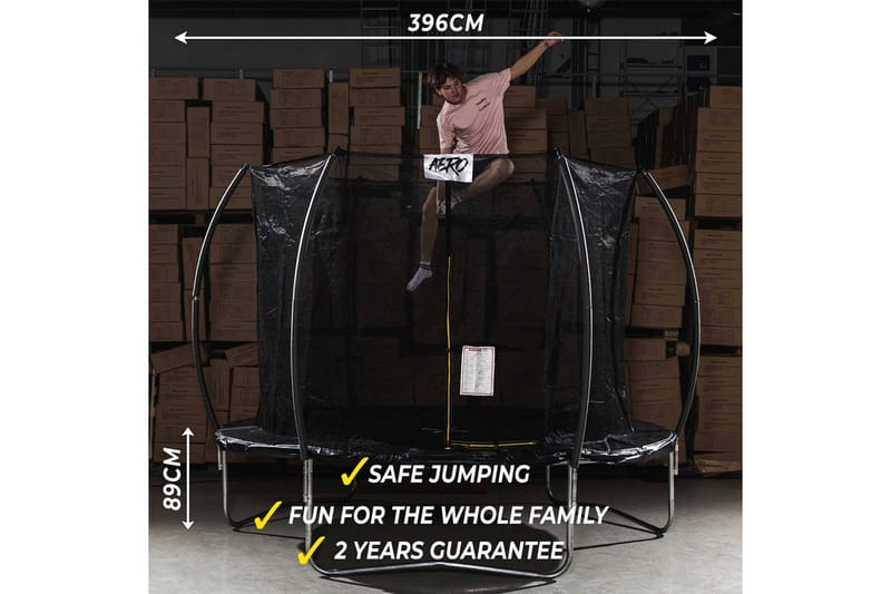 React Aero Trampoline med Beskyttelsesnett 3,96 m - Svart - Sport & fritid - Lek & sport - Lekeredskap & utelek
