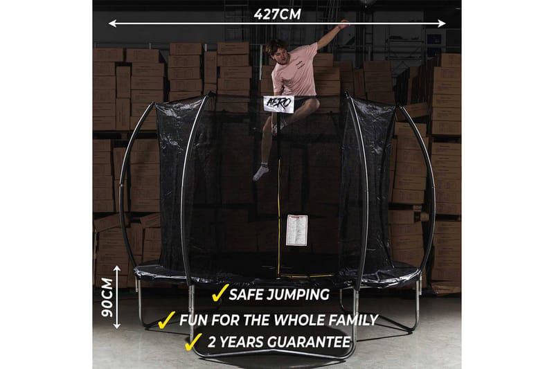 React Aero Trampoline med Beskyttelsesnett 4,27 m - Svart - Sport & fritid - Lek & sport - Lekeredskap & utelek