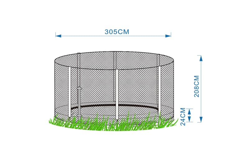 Trampoline Nedgravd med Nett 305 cm - Sport & fritid - Lek & sport - Lekeredskap & utelek