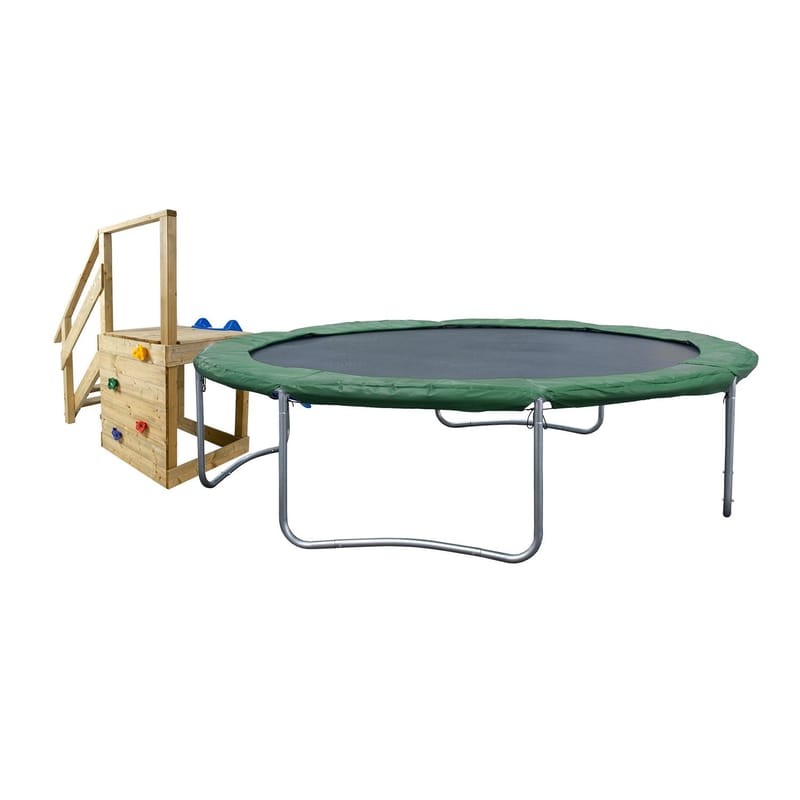 Trampoline HOME4YOU med grønt underlag 426 cm - grønn polstring, svart matte - Sport & fritid - Lek & sport - Sportsredskap & sportsutstyr